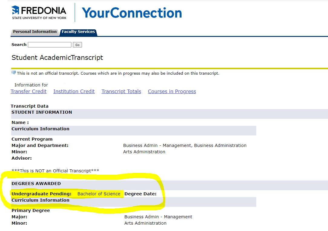 Degree Application Fredonia.edu